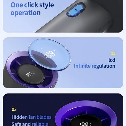 LMMAKE Handheld Portable Fan with 100 Gear Turbo Wind 2000Mah Rechargeable Battery LED Display USB Charging High Speed for Travel Gifts