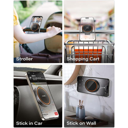 Gym Fitness Phone Mount for Magsafe - 17 N52 and Secure Phone Mount with Adjustable Strap, Compatible with Gym Equipment, , Shopping Cart, Exercise Bikes Metal Grip Holder Smartphone Cellphone Stand Default