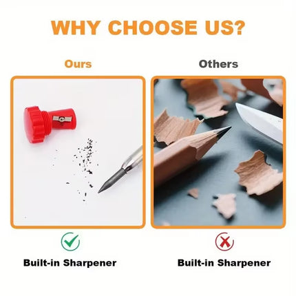 3Colors Refill 2.8Mm Solid Carpenter Pencil Set Mechanical Pencil Cap Carpentry Marking Scriber Construction Woodworking Tools