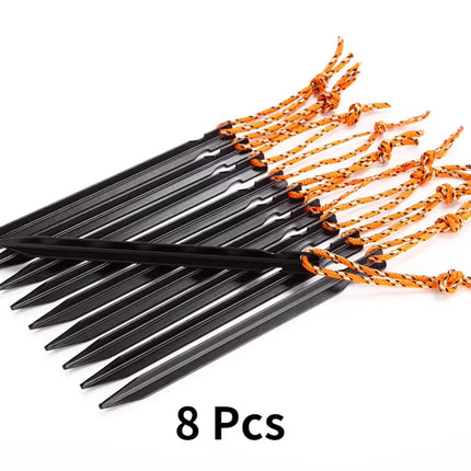 8Pcs/Lot 18CM Aluminum Alloy Tent Pegs Nail with Rope Camping Hiking Equipment Outdoor Traveling Tent Accessories
