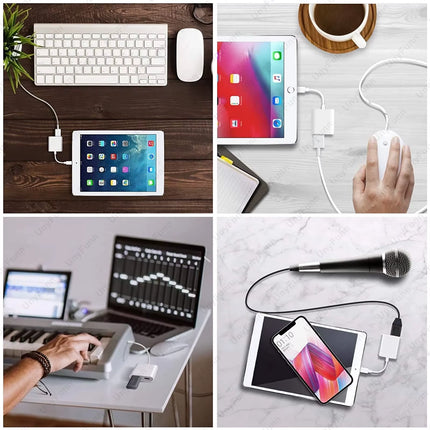 OTG Adapter with Charging Port for Iphone Trail Camera Adapter for Lighting USB Adapter for Iphone Card Reader USB Flash Stick