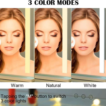 Lighted Vanity Makeup Mirror with Lights 3 Color Lighting Modes with 15X Magnification Mirror Smart Touch Control 360°Rotation