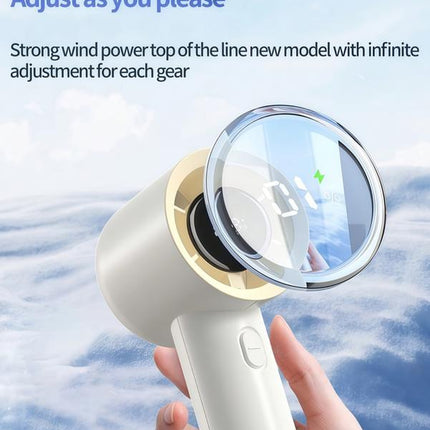 LMMAKE Handheld Portable Fan with 100 Gear Turbo Wind 2000Mah Rechargeable Battery LED Display USB Charging High Speed for Travel Gifts