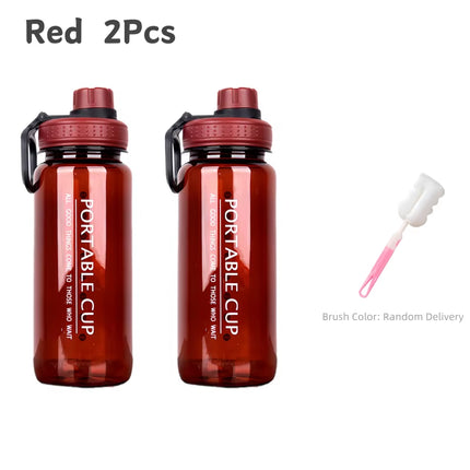 1000Ml Large Capacity Sports Water Bottle Leakproof Plastic Water Jugs with Handheld Ring Outdoor Cyclinghiking Beach Gym Kettle