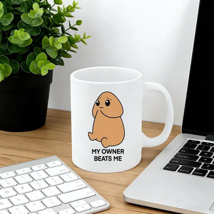 Sad Potato Mug - My Owner Beats Me Funny Ceramic Coffee Cup