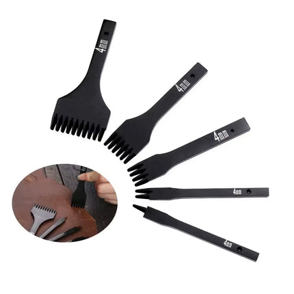 Fenrry 4Mm 1/2/4/6 Prong Stitching Punch Tool Leather Hole Punches Spacing Punch Tool Leather Chisel for DIY Hand Sewing