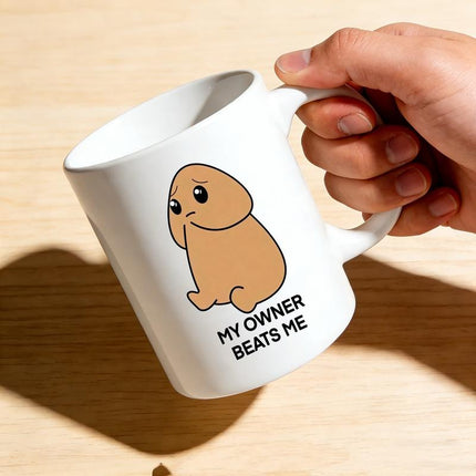 Sad Potato Mug - My Owner Beats Me Funny Ceramic Coffee Cup