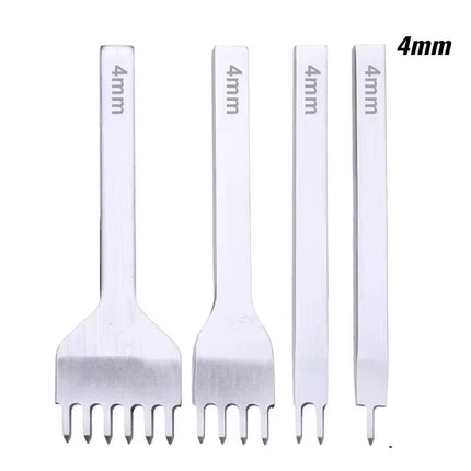 Fenrry 4Mm 1/2/4/6 Prong Stitching Punch Tool Leather Hole Punches Spacing Punch Tool Leather Chisel for DIY Hand Sewing