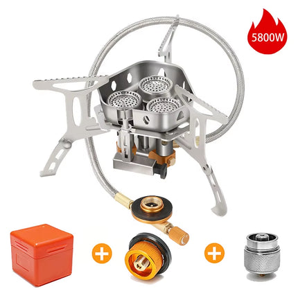 Outdoor Camping Head Stove Tourist Portable Windproof Stove Camping Picnic Survive Burner 5800W Big Power Foldable Gas Stove