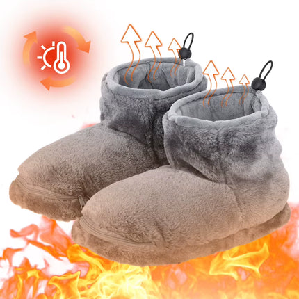 USB Heater Shoes Men Women Winter Warm Snow Boots Foot Warmer Plush Heating Rechargeable Slippers Electric Heated Shoes Feetwear