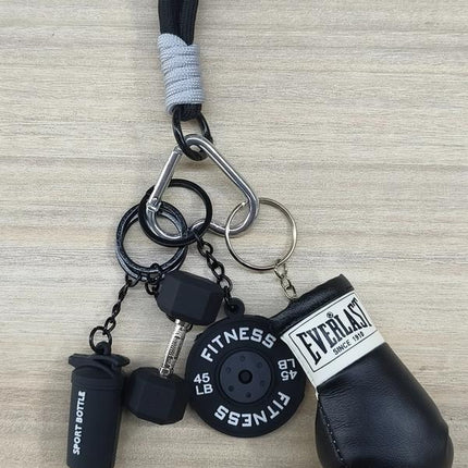 Creative Sport-Inspired Keychain Bag Charm, Mini Boxing Glove & Weight Pendant, Trendy Key Ring Accessory