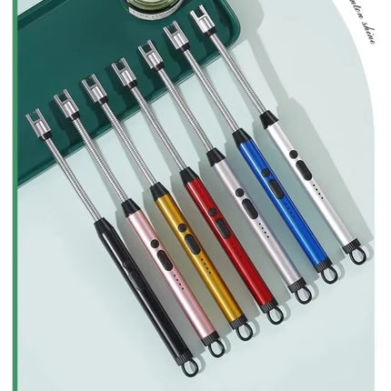 360° Electric Arc BBQ Lighter USB Windproof Flameless Plasma Ignition Long Kitchen Lighters Gas Lighter for Candle Gas Stove