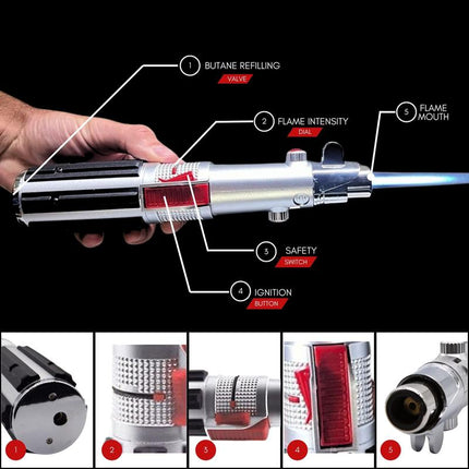 The Chosen One Lightsaber Gift Torch Lighter for Husbands, Dads, and Boyfriends Iconic Design, Adjustable Flame, Butane Not Included