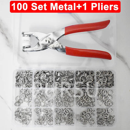 9.5Mm Metal Hollow Five-Claw Snap Button for Installing Clothes Bag Sewing and DIY Craft Hand Pliers Tool