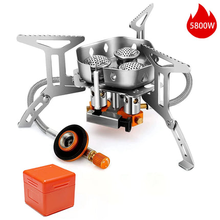 Outdoor Camping Head Stove Tourist Portable Windproof Stove Camping Picnic Survive Burner 5800W Big Power Foldable Gas Stove