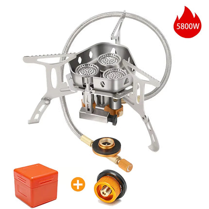 Outdoor Camping Head Stove Tourist Portable Windproof Stove Camping Picnic Survive Burner 5800W Big Power Foldable Gas Stove