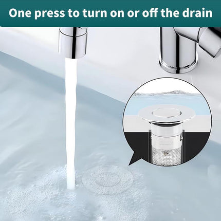 Sink Drain Strainer Pop-Up Stopper with Removable Stainless Steel Basket Hair Catcher Bathroom for Replacement