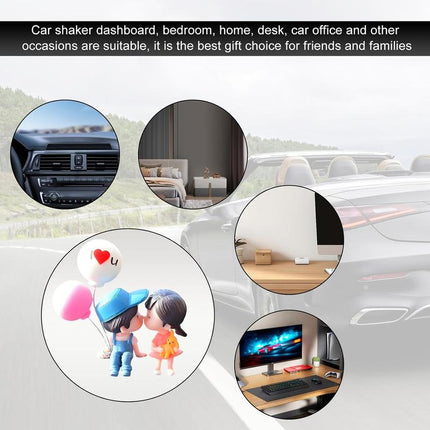 Cute Couple Car Dashboard Decorations, Lovely Couple Kiss Cartoon Figurines Car Ornament, Resin Material Boy Girl Car Interior Decoration with Balloon for Car Dashboard Gifts