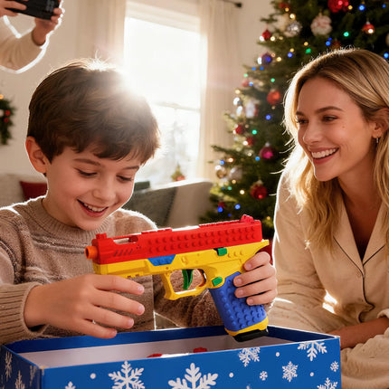 Building Block Gun. a Blue, Yellow and Red Gun. Toy Guns Can Be Fired. Collectible Desktop Ornaments. Gifts for Children.