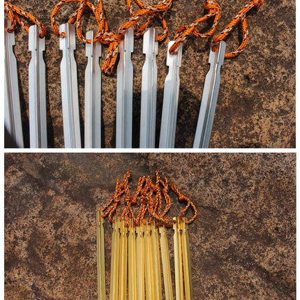 8Pcs/Lot 18CM Aluminum Alloy Tent Pegs Nail with Rope Camping Hiking Equipment Outdoor Traveling Tent Accessories