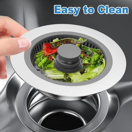 Kitchen Sink Drain Strainer,3 in 1 Pop up Strainer Stopper,Stainless Steel Wrap Sink Stopper Strainer Basket,Suitable for US Standard 3-1/2 Inch Kitchen Sink Drain Strainer