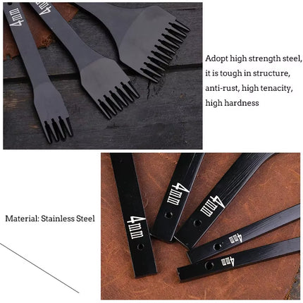 Fenrry 4Mm 1/2/4/6 Prong Stitching Punch Tool Leather Hole Punches Spacing Punch Tool Leather Chisel for DIY Hand Sewing