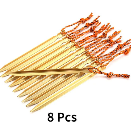 8Pcs/Lot 18CM Aluminum Alloy Tent Pegs Nail with Rope Camping Hiking Equipment Outdoor Traveling Tent Accessories