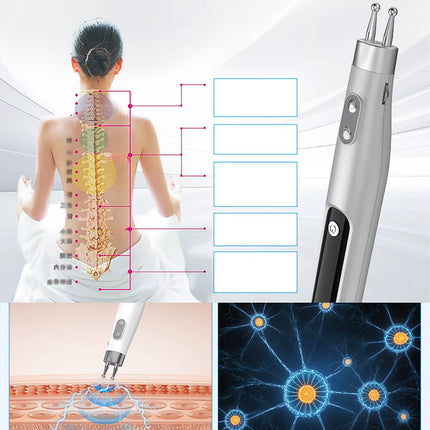 Electronic Therapy Meridian Pen Massager Type-C Fast Rechargeable 10 Gears Adjustment Bio-Micro-Electro-Pulse for Neck Back