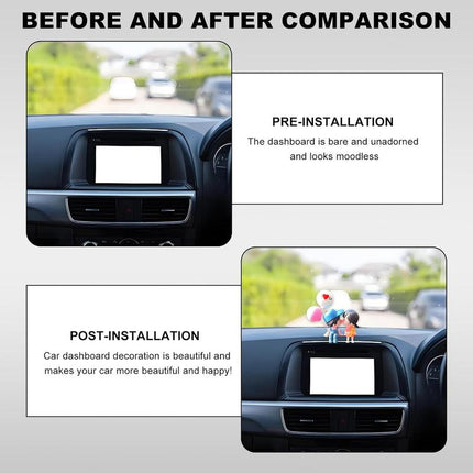 Cute Couple Car Dashboard Decorations, Lovely Couple Kiss Cartoon Figurines Car Ornament, Resin Material Boy Girl Car Interior Decoration with Balloon for Car Dashboard Gifts