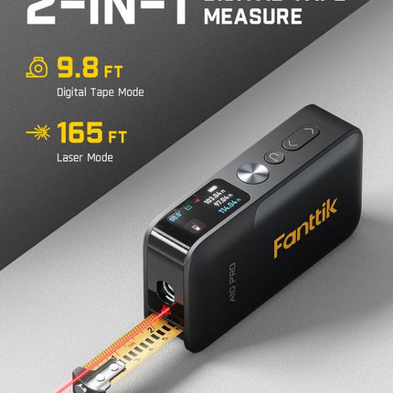 【Christmas Gift】Fanttik A10 Pro 2-In-1/A10 Apex 3-In-1 Digital Laser Tape Measure with HD IPS Color Display, 165Ft Rechargeable Laser Measurement Tool & 9.8Ft Measuring Tape, 6 Units Selectable, for Distance/Area/Volume Christmas Gift Industrial Home