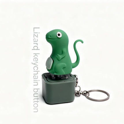 Lizard Keychain with Rechargeable LED Light&Realistic Croak-Color-Changing Fun Toy Forkids & Adults Christmasgift Lizard Button Keychain