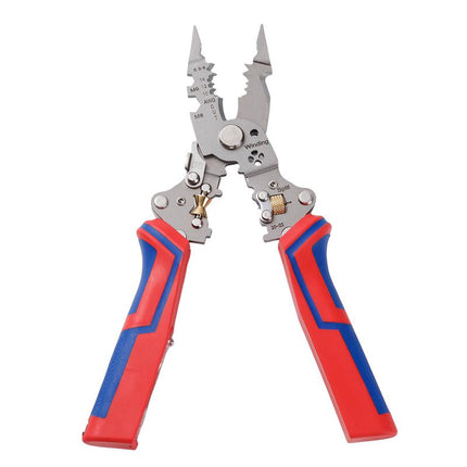 Pro 16-In-1 Wire Crimper Stripper with Voltage Detector & Dual Alarms Heavy Duty 12-250V AC/DC Tester for Hot/Neutral Wires Electrician HVAC Car Repair Tool Home Improve DIY Projects