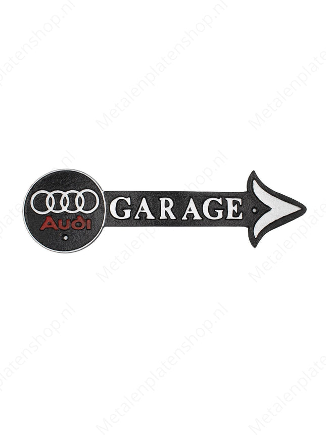 Audi Garage Pijl - Bordje van Gietijzer - 40x12cm