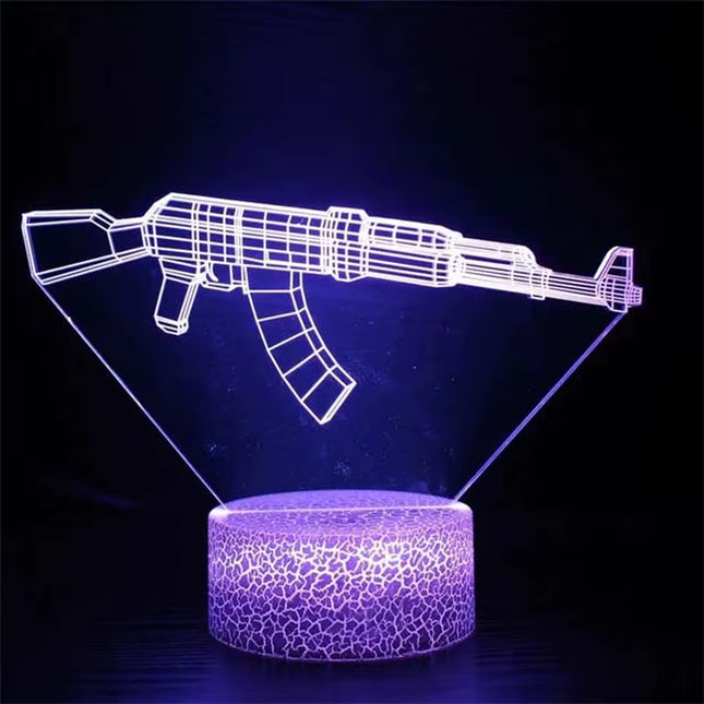 Game Rifle 3D Led Night Light Gaming Desktop Room Decoration Game Atmosphere Light Table Lamp Birthday Christmas Gifts for Boys