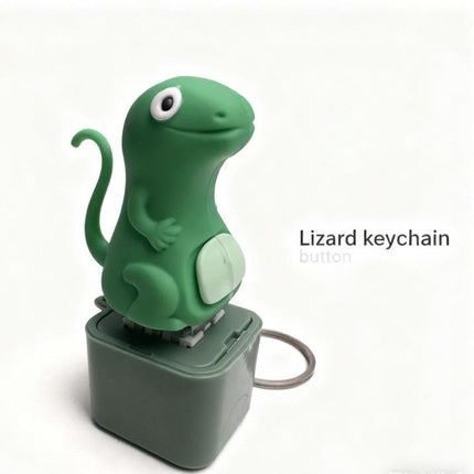 Lizard Keychain with Rechargeable LED Light&Realistic Croak-Color-Changing Fun Toy Forkids & Adults Christmasgift Lizard Button Keychain