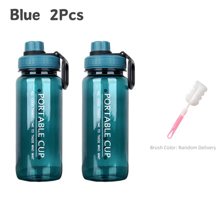 1000Ml Large Capacity Sports Water Bottle Leakproof Plastic Water Jugs with Handheld Ring Outdoor Cyclinghiking Beach Gym Kettle