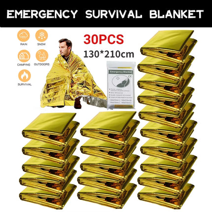 5-30Pc Outdoor Emergency Gold-Sliver Survival Blanket Waterproof First Aid Rescue Curtain Foil Thermal Hunting Blanket130X210Cm