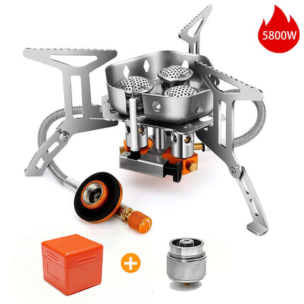 Outdoor Camping Head Stove Tourist Portable Windproof Stove Camping Picnic Survive Burner 5800W Big Power Foldable Gas Stove