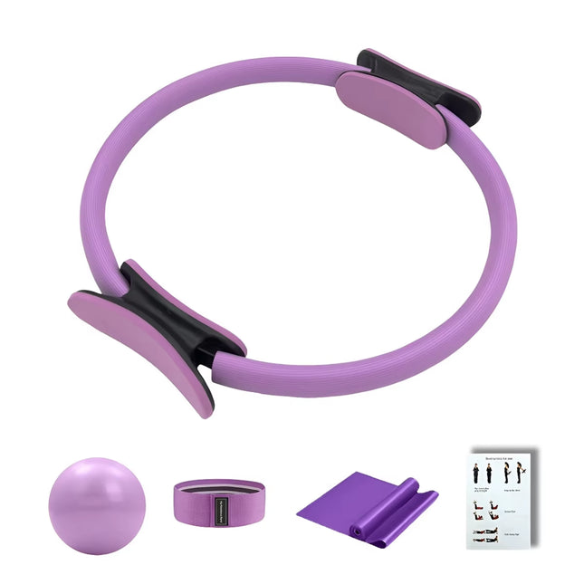 5-Piece Pilates Basic Set Fitness Ball Elastic Stretch Belt Back Shaping Muscle Training Fitness Yoga Equipment