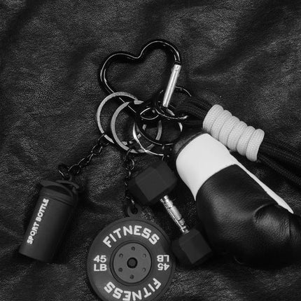 Creative Sport-Inspired Keychain Bag Charm, Mini Boxing Glove & Weight Pendant, Trendy Key Ring Accessory
