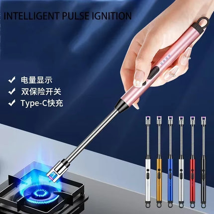 360° Electric Arc BBQ Lighter USB Windproof Flameless Plasma Ignition Long Kitchen Lighters Gas Lighter for Candle Gas Stove