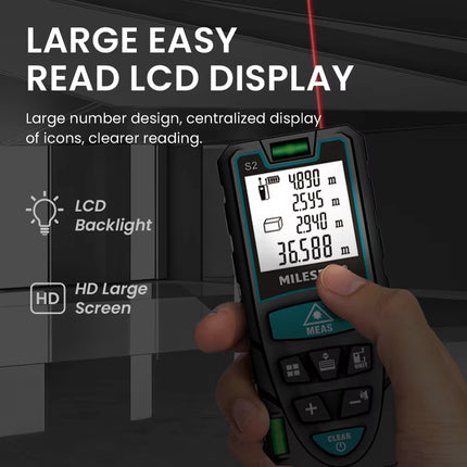 Laser Tape Measure S2 40M 60M 80M 100M 120M Laser Rangefinder,Laser Measuring Tool with Multi Measurement Function