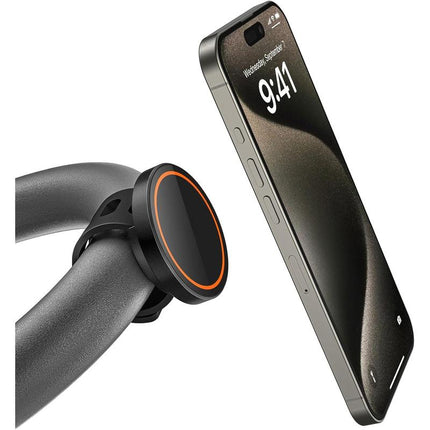 Gym Fitness Phone Mount for Magsafe - 17 N52 and Secure Phone Mount with Adjustable Strap, Compatible with Gym Equipment, , Shopping Cart, Exercise Bikes Metal Grip Holder Smartphone Cellphone Stand Default