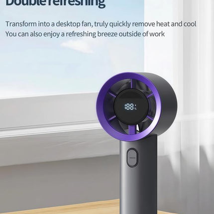 LMMAKE Handheld Portable Fan with 100 Gear Turbo Wind 2000Mah Rechargeable Battery LED Display USB Charging High Speed for Travel Gifts