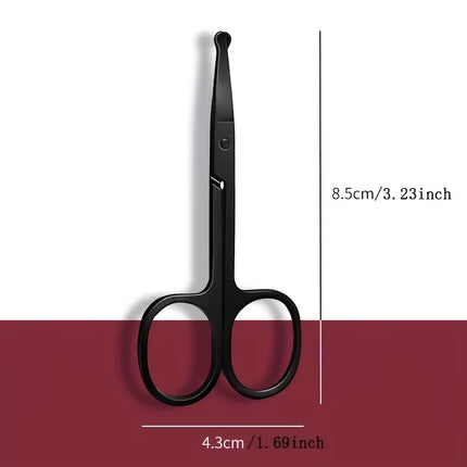 1PC Silver Mirror Light Black round Head Safety Nose Hair Scissors Neutral Stainless Steel Scissors
