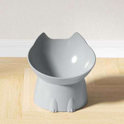 1Pc Whiskerware Elevated Cat Bowl, Anti-Tip Plastic Raised Pet Feeding Dish with Tilted Edge, Neck Protection Kitty Food