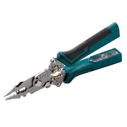 Pro 16-In-1 Wire Crimper Stripper with Voltage Detector & Dual Alarms Heavy Duty 12-250V AC/DC Tester for Hot/Neutral Wires Electrician HVAC Car Repair Tool Home Improve DIY Projects