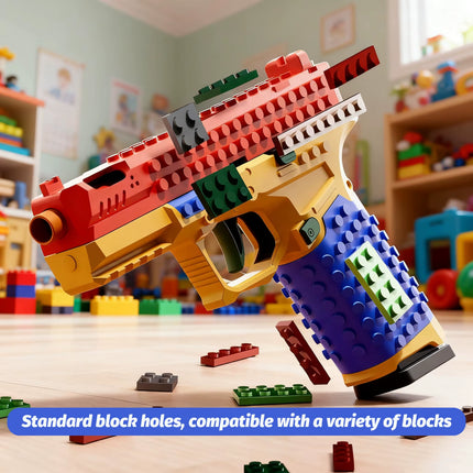 Building Block Gun. a Blue, Yellow and Red Gun. Toy Guns Can Be Fired. Collectible Desktop Ornaments. Gifts for Children.