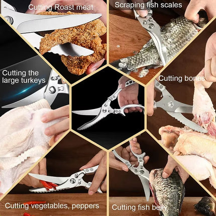 Heavy Duty Kitchen Scissors Meat Fruit Boning Fishing Hunting Camping Professional Stainless Steel Chicken Bone Kitchen Shears