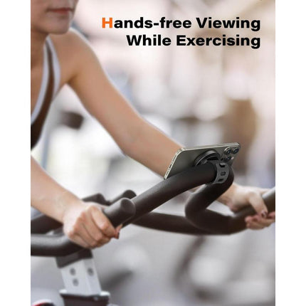 Gym Fitness Phone Mount for Magsafe - 17 N52 and Secure Phone Mount with Adjustable Strap, Compatible with Gym Equipment, , Shopping Cart, Exercise Bikes Metal Grip Holder Smartphone Cellphone Stand Default